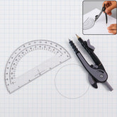 2-Piece Geometry Protractor Set with Lock and Transparent Protractor
