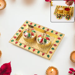 Rakasha Bandhan Special Puja Thali, Kumkum Thali Holder, Pooja Return Gift, Indian Housewarming Gifts, Brother / Bhai / Bhabhi / Sister / Family Rakhi for Rakshabandhan, Diwali