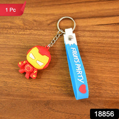 Cute Cartoon Silicone 3D Key Chain with Metal Hook & Strap (Pack of 1)