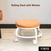Roller Seat Stool Low Height Rolling Plastic Stool Multifunctional Small Household Movable Mini Stool Pulley Wheel Stool for Garage Home Library (1 Pc)