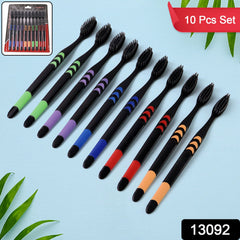 Soft Toothbrush With Plastic Round Box for Men and Women, Kids, Adults Plastic Toothbrush (10 pcs Set)