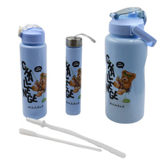 Plastic Water Bottle Set – BPA-Free, Leak-Proof, Cartoon Design for Kids & Gym (3 Pc Set)