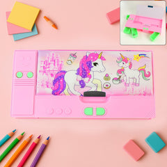 Multi Purpose Gadget Jumbo Pencil Box Compass With Calculator Jumbo 2 Side Slot Geometry Box Compass Use School , Traveling & Studio